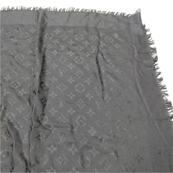 Louis Vuitton Large Black Logo Silk & Wool Shawl - Picture 4 of 9